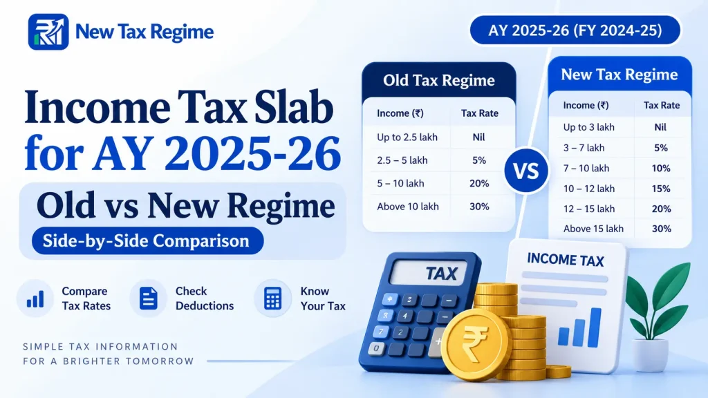 Income Tax Slab for AY 2025-26 — Old vs New Regime Side-by-Side Income Tax Slab for AY 2025-26